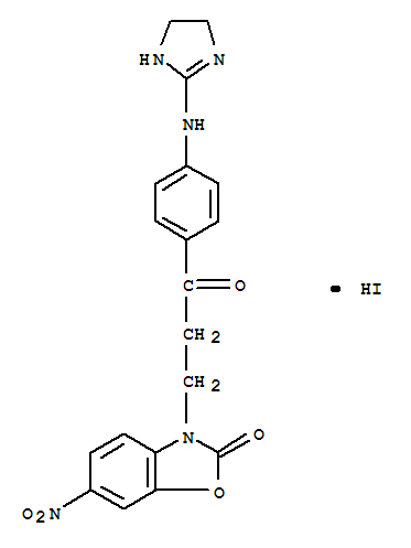 2-({4-[3-(6-nitro-2-oxo-1,3-benzoxazol-3(2H)-yl)propanoyl]phenyl}amino)-4,5-dihydro-1H-imidazol-1-ium iodide