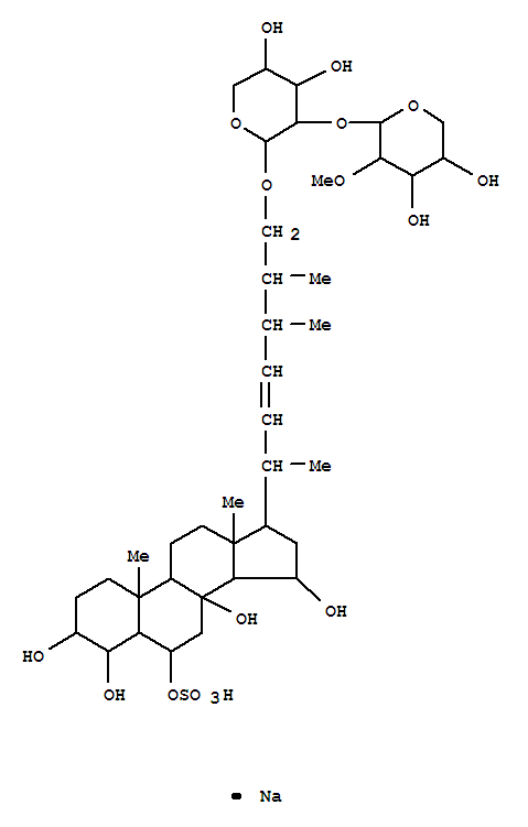 sodium (22E)-3,4,8,15-tetrahydroxy-26-{[2-O-(2-O-methylpentopyranosyl)pentopyranosyl]oxy}ergost-22-en-6-yl sulfate