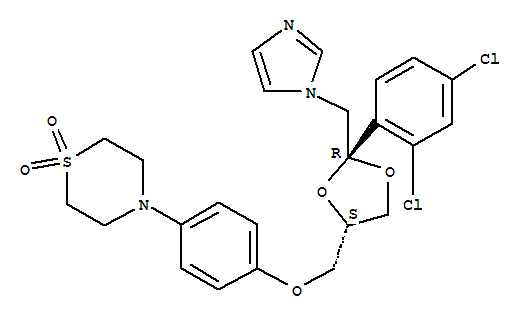 THIOMORPHOLINE,4-(4-((2-(2,4-DICHLOROPHENYL)-2-(1H-IMIDAZOL-1-YLMETHYL)-1,3-DIOXOLAN-4-YL)METHOXY)PHENYL)-,1,1-DIOXIDE,CIS-