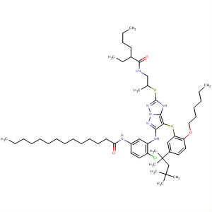 Tetradecanamide,N-[4-chloro-3-[[2-[[2-[(2-ethyl-1-oxohexyl)amino]-1-methylethyl]thio]-7-[[2-(hexyloxy)-5-(1,1,3,3-tetramethylbutyl)phenyl]thio]-1H-pyrazolo[1,5-b][1,2,4]triazol-6-yl]amino]phenyl]-