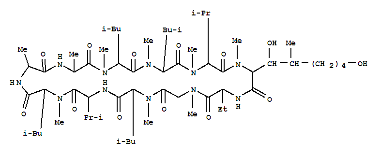 33-(1,6-dihydroxy-2-methyl-hexyl)-30-ethyl-1,4,7,10,12,15,19,25,28-non amethyl-6,9,18,24-tetrakis(2-methylpropyl)-3,21-dipropan-2-yl-1,4,7,10 ,13,16,19,22,25,28,31-undecazacyclotritriacontane-2,5,8,11,14,17,20,23 ,26,29,32-undecone