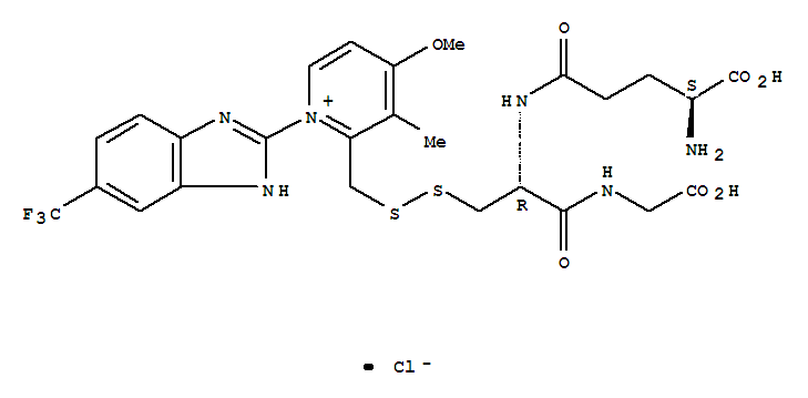 L-gamma-glutamyl-3-[({4-methoxy-3-methyl-1-[6-(trifluoromethyl)-1H-benzimidazol-2-yl]pyridinium-2-yl}methyl)disulfanyl]-L-alanylglycine chloride