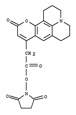 LUMINARINE 1 (1-{[(2,3,6,7-TETRAHYDRO-11-OXO-1H,5H,11H-[1]BENZOPYRANO[6,7,8-IJ]-9-QUINOLIZINYL)-ACETYL]-OXY}-2,5-PYRROLIDINEDIONE)