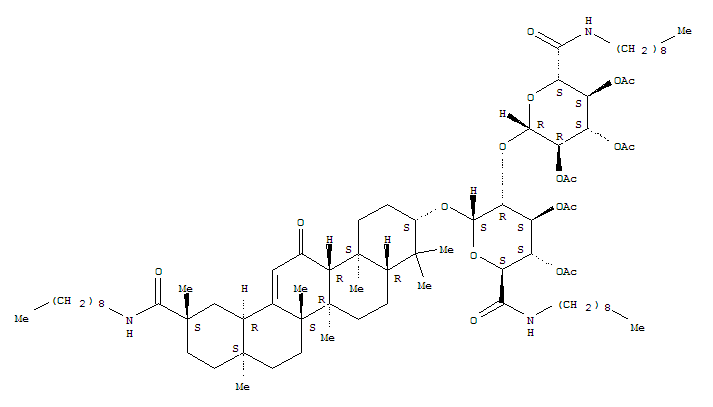 3-(acetyloxy)-6-{[4,4,6a,6b,8a,11,14b-heptamethyl-11-(nonylcarbamoyl)-14-oxo-1,2,3,4,4a,5,6,6a,6b,7,8,8a,9,10,11,12,12a,14,14a,14b-icosahydropicen-3-yl]oxy}-2-(nonylcarbamoyl)-5-{[4,5,6-tris(acetyloxy)-2-(nonylcarbamoyl)tetrahydro-2H-pyran-3-yl]oxy}tetrah