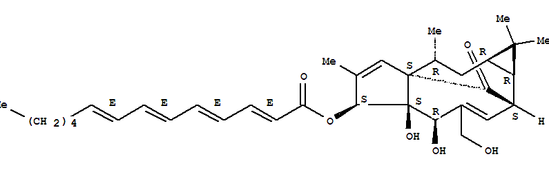 2,4,6,8-Tetradecatetraenoicacid,1a,2,5,5a,6,9,10,10a-octahydro-5,5a-dihydroxy-4-(hydroxymethyl)-1,1,7,9-tetramethyl-11-oxo-1H-2,8a-methanocyclopenta[a]cyclopropa[e]cyclodecen-6-ylester, [1aR-(1aa,2b,5b,5ab,6b,8aa,9a,10aa)]-