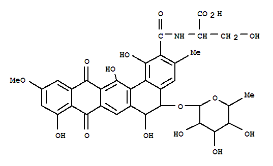 (2R)-3-hydroxy-2-({[(5S,6S)-1,6,9,14-tetrahydroxy-11-methoxy-3-methyl-8,13-dioxo-5-{[(2S,3R,4S,5R,6R)-3,4,5-trihydroxy-6-methyltetrahydro-2H-pyran-2-yl]oxy}-5,6,8,13-tetrahydrobenzo[a]tetracen-2-yl]carbonyl}amino)propanoic acid 