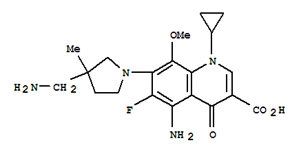 5-Amino-7-[3-(aminomethyl)-3-methyl-1-pyrrolidinyl]-1-cyclopropyl-6-fluoro-8-methoxy-4-oxo-1,4-dihydro-3-quinolinecarboxylic acid