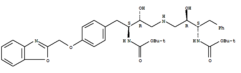 carbamic acid, N-[(1S,2R)-3-[[(2R,3S)-4-[4-(2-benzoxazolylmethoxy)phenyl]-3-[[(1,1-dimethylethoxy)carbonyl]amino]-2-hydroxybutyl]amino]-2-hydroxy-1-(phenylmethyl)propyl]-, 1,1-dimethylethyl ester
