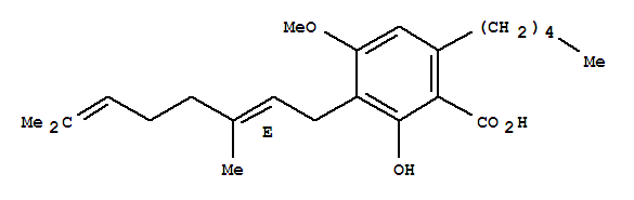 Benzoicacid, 3-(3,7-dimethyl-2,6-octadienyl)-2-hydroxy-4-methoxy-6-pentyl-, (E)-