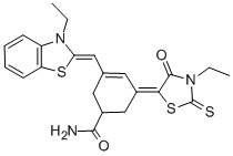 (5E)-5-(3-ETHYL-4-OXO-2-THIOXO-1,3-THIAZOLIDIN-5-YLIDENE)-3-[(Z)-(3-ETHYL-1,3-BENZOTHIAZOL-2(3H)-YLIDENE)METHYL]CYCLOHEX-3-ENE-1-CARBOXAMIDE