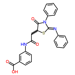 3-({[(2Z)-4-oxo-3-phenyl-2-(phenylimino)-1,3-thiazolidin-5-yl]acetyl}amino)benzoic acid