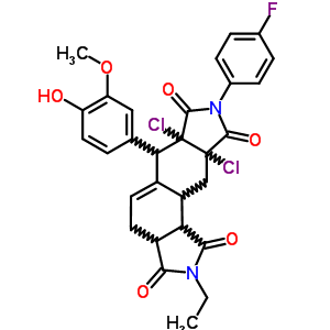6a,9a-dichloro-2-ethyl-8-(4-fluorophenyl)-6-(4-hydroxy-3-methoxyphenyl)-3a,4,6,6a,9a,10,10a,10b-octahydroisoindolo[5,6-e]isoindole-1,3,7,9(2H,8H)-tetrone