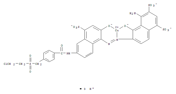 Cuprate(3-), [4-amino-6-[2-[6-[[4-[[(2-chloroethyl)sulfonyl]methyl]benzoyl]amino]-2-(hydroxy-kO)-4-sulfo-1-naphthalenyl]diazenyl-kN1]-5-(hydroxy-kO)-1,3-naphthalenedisulfonato(5-)]-, hydrogen (1:3)