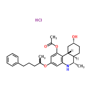 (6S,6aR,9R,10aR)-9-hydroxy-6-methyl-3-[(5-phenylpentan-2-yl)oxy]-5,6,6a,7,8,9,10,10a-octahydrophenanthridin-1-yl acetate hydrochloride (1:1)