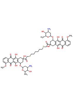 3-[({6-[(2-{4-[(3-amino-2,3,6-trideoxyhexopyranosyl)oxy]-2,5,12-trihydroxy-7-methoxy-6,11-dioxo-1,2,3,4,6,11-hexahydrotetracen-2-yl}-2-oxoethyl)sulfanyl]hexyl}sulfanyl)acetyl]-3,5,12-trihydroxy-10-methoxy-6,11-dioxo-1,2,3,4,6,11-hexahydrotetracen-1-yl 3-a