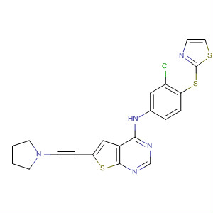 Thieno[2,3-d]pyrimidin-4-amine,N-[3-chloro-4-(2-thiazolylthio)phenyl]-6-[(2R)-2-pyrrolidinylethynyl]-
