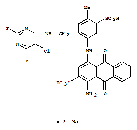 disodium 1-amino-4-[[2-[[(5-chloro-2,6-difluoro-4-pyrimidinyl)amino]methyl]-4-methyl-5-sulphonatophenyl]amino]-9,10-dihydro-9,10-dioxoanthracene-2-sulphonate