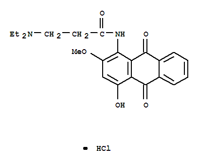 1-(omega-diethylaminopropylamide)-2-methoxy-4-hydroxy-9,10-anthracenedione