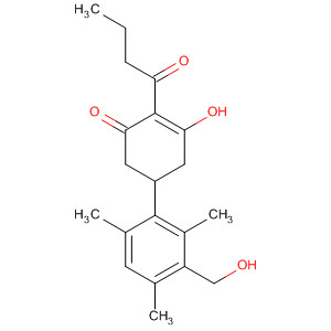2-Cyclohexen-1-one,3-hydroxy-5-[3-(hydroxymethyl)-2,4,6-trimethylphenyl]-2-(1-oxobutyl)-