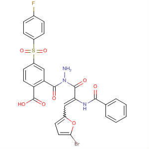 Benzoic acid, 4-[(4-fluorophenyl)sulfonyl]-,2-[2-(benzoylamino)-3-(5-bromo-2-furanyl)-1-oxo-2-propenyl]hydrazide
