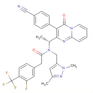 Benzeneacetamide,N-[(1R)-1-[3-(4-cyanophenyl)-4-oxo-4H-pyrido[1,2-a]pyrimidin-2-yl]ethyl]-N-[(1,3-dimethyl-1H-pyrazol-5-yl)methyl]-3-fluoro-4-(trifluoromethyl)-