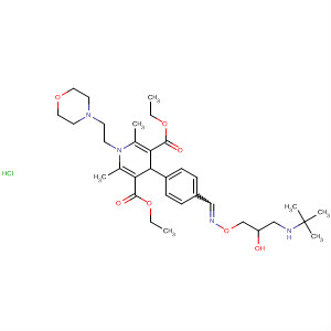 3,5-Pyridinedicarboxylic acid,4-[4-[[[3-[(1,1-dimethylethyl)amino]-2-hydroxypropoxy]imino]methyl]phenyl]-1,4-dihydro-2,6-dimethyl-1-[2-(4-morpholinyl)ethyl]-, diethyl ester,monohydrochloride