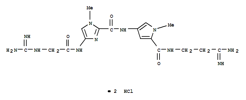 N-(5-{[(3Z)-3-amino-3-iminopropyl]carbamoyl}-1-methyl-1H-pyrrol-3-yl)-4-{[N-(diaminomethylidene)glycyl]amino}-1-methyl-1H-imidazole-2-carboxamide molecular structure
