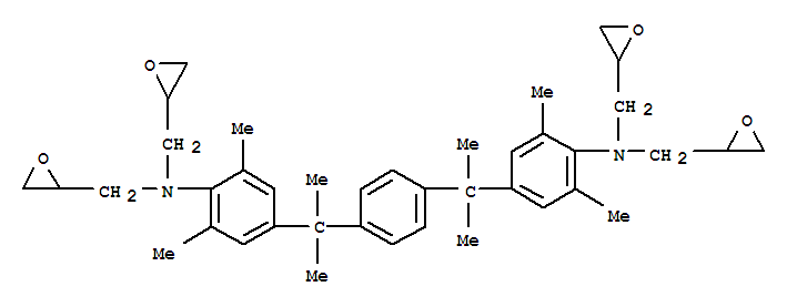 2-Oxiranemethanamine,N,N'-[1,4-phenylenebis[(1-methylethylidene)(2,6-dimethyl-4,1-phenylene)]]bis[N-(2-oxiranylmethyl)- molecular structure