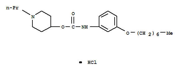4-({[3-(heptyloxy)phenyl]carbamoyl}oxy)-1-propylpiperidinium chloride molecular structure