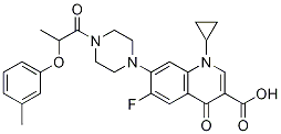 3-Quinolinecarboxylic acid, 1-cyclopropyl-6-fluoro-1,4-dihydro-7-[4-[2-(3-Methylphenoxy)-1-oxopropyl]-1-piperazinyl]-4-oxo- molecular structure