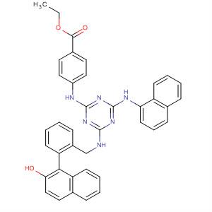 Benzoic acid,4-[[4-[[(2-hydroxy-1-naphthalenyl)phenylmethyl]amino]-6-(1-naphthalenylamino)-1,3,5-triazin-2-yl]amino]-, ethyl ester