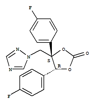 1,3-Dioxolan-2-one, 4,5-bis(4-fluorophenyl)-4-(1H-1,2,4-triazol-1-ylmethyl)-, rel-(4S,5R)- molecular structure