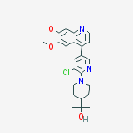 2-(1-(3-chloro-5-(6,7-dimethoxyquinolin-4-yl)pyridin-2-yl)piperidin-4-yl)propan-2-ol molecular structure