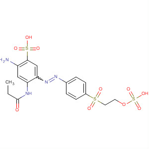 Benzenesulfonic acid,2-amino-4-[(1-oxopropyl)amino]-5-[[4-[[2-(sulfooxy)ethyl]sulfonyl]phenyl]azo]- molecular structure