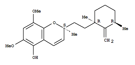 2H-1-Benzopyran-5-ol,2-[2-(1,3-dimethyl-2-methylenecyclohexyl)ethyl]-6,8-dimethoxy-2-methyl-, [1R-[1a(S*),3a]]- molecular structure