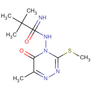 1,2,4-Triazin-5(4H)-one,4-[[(1,1-dimethylethyl)carbonimidoyl]amino]-6-methyl-3-(methylthio)- molecular structure