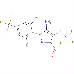 1H-Pyrazole-3-carboxaldehyde,5-amino-1-[2,6-dichloro-4-(trifluoromethyl)phenyl]-4-[(trifluoromethyl)thio]- molecular structure