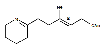2-Penten-1-ol,3-methyl-5-(3,4,5,6-tetrahydro-2-pyridinyl)-, acetate (ester), (E)- molecular structure
