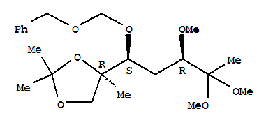 ribo-2-Heptulose, 1,4-dideoxy-6-C-methyl-3-O-methyl-6,7-O-(1-methylethylidene)-5-O-(phenylmethoxy)methyl-, dimethyl acetal molecular structure