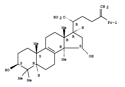 3β,15α-Dihydroxy-24-methylene-5α-lanosta-8-ene-21-oic acid molecular structure