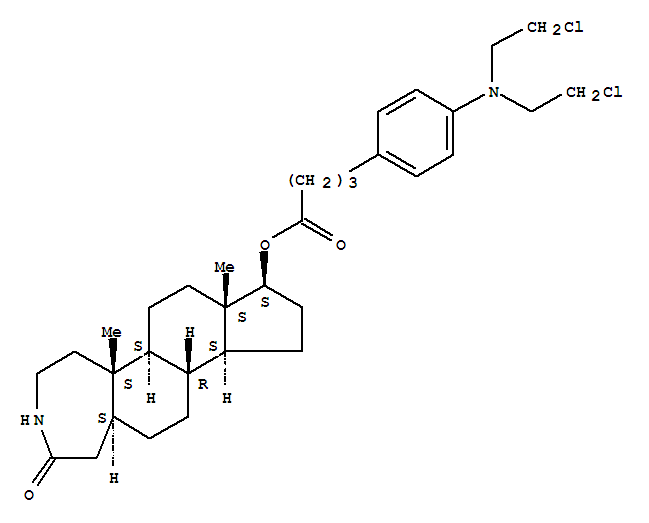 (5aS,5bS,7aS,8S,10aS,10bR,12aS)-5a,7a-dimethyl-2-oxooctadecahydrocyclopenta[5,6]naphtho[1,2-d]azepin-8-yl 4-{4-[bis(2-chloroethyl)amino]phenyl}butanoate molecular structure