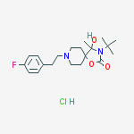 3-tert-butyl-8-[2-(4-fluorophenyl)ethyl]-4-hydroxy-4-methyl-1-oxa-3,8-diazaspiro[4.5]decan-2-one;hydrochloride molecular structure
