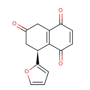1,4,6(5H)-Naphthalenetrione, 8-(2-furanyl)-7,8-dihydro-, (S)- molecular structure