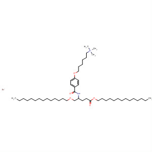 1-Hexanaminium,N,N,N-trimethyl-6-[4-[[[4-oxo-4-(tetradecyloxy)-1-[(tetradecyloxy)carbonyl]butyl]amino]carbonyl]phenoxy]-, bromide molecular structure