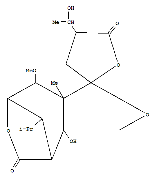 Spiro[furan-2(5H),7'-[2,5]methano[7H]oxireno[3,4]cyclopent[1,2-d]oxepin]-3',5(2'H)-dione,octahydro-1'b-hydroxy-4-(1-hydroxyethyl)-6'-methoxy-6'a-methyl-8'-(1-methylethyl)-,[1'aS-[1'aa,1'bb,2'b,5'b,6'a,6'ab,7'b[R*(S*)],7'aa,8'R*]]- molecular structure