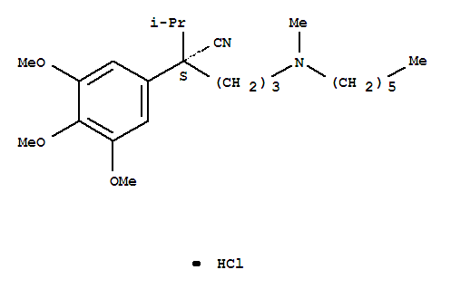Benzeneacetonitrile,a-[3-(hexylmethylamino)propyl]-3,4,5-trimethoxy-a-(1-methylethyl)-,monohydrochloride, (S)- molecular structure