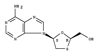 1,3-Oxathiolane-2-methanol, 5-(6-amino-9H-purin-9-yl)-, (2R-cis)- molecular structure