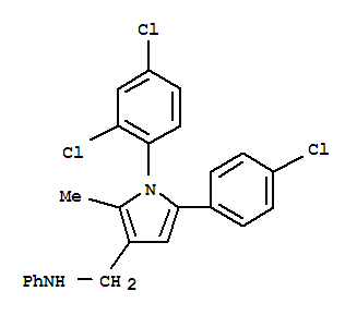 1H-Pyrrole-3-methanamine, 5-(4-chlorophenyl)-1-(2,4-dichlorophenyl)-2-methyl-N-phenyl- molecular structure