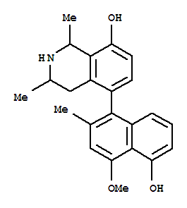 8-Isoquinolinol,1,2,3,4-tetrahydro-5-(5-hydroxy-4-methoxy-2-methyl-1-naphthalenyl)-1,3-dimethyl-,stereoisomer molecular structure