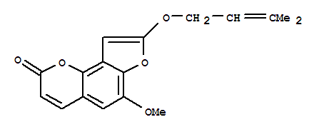 2H-Furo[2,3-h]-1-benzopyran-2-one,6-methoxy-8-[(3-methyl-2-buten-1-yl)oxy]- molecular structure